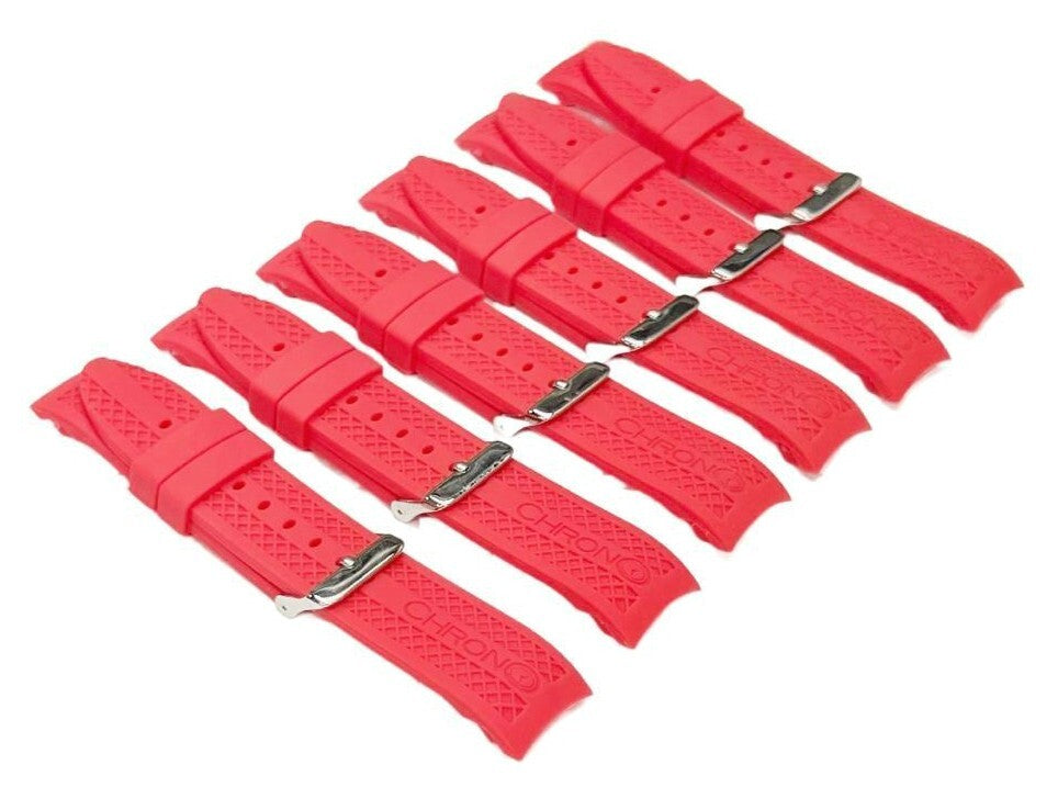 CURVED END RUGGED TEXTURED SOFT RUBBER SILICONE SPORT WATCH BAND 22MM