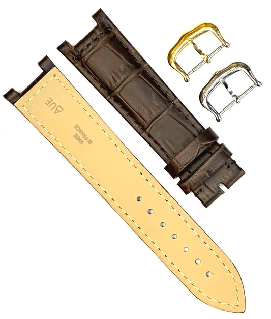 Watch Band For Cartier PASHA Alligator Grain Size 16x14mm D.Brown Color