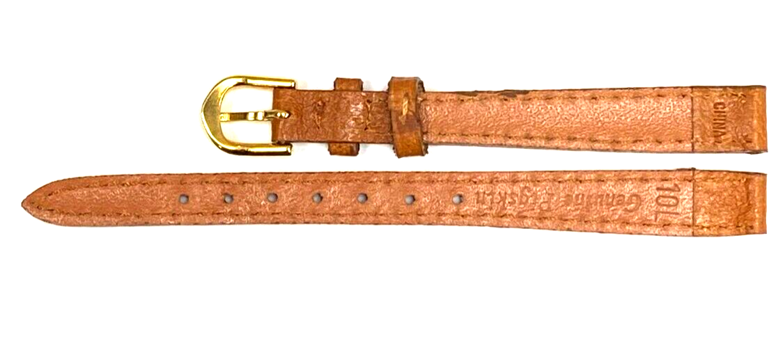 Watch Band TAN Color Genuine PIGSKIN Grain Flat, Stitched 10mm LONG (A1 Quality)