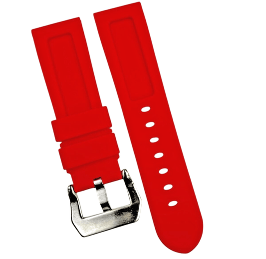 New Watch Band 24mm Rubber Strap BRIGHT RED Color for PANERAI OFFICIAL - Universal Jewelers & Watch Tools Inc.