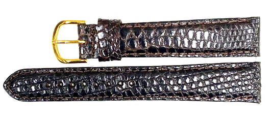 Watch Band 19MM(L) Genuine Leather D.BROWN Lizard Grain Padded Excellent Quality