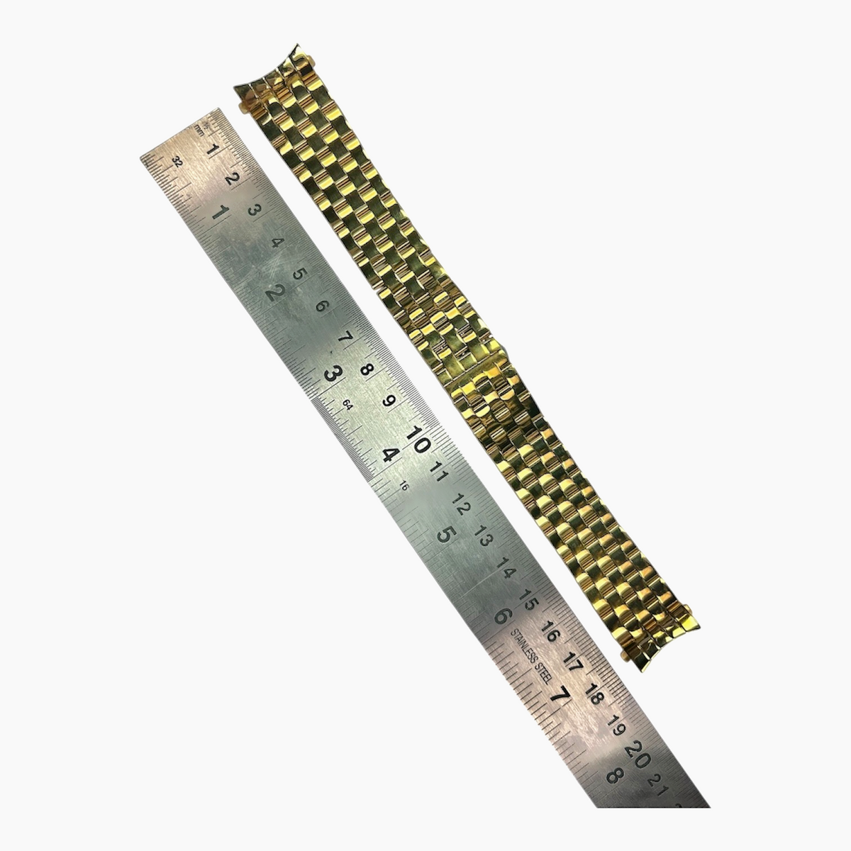 Top Quailty,Stainless Steel Gold-tone Curved end Band 19mm for Highend Watches