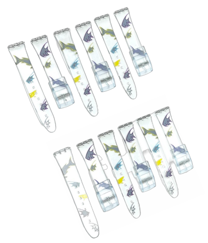 Plastic PVC Watch Band Transparent Art Design Swatch Replacement with Pins 17mm