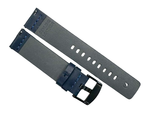 Flat Watch Bands, Blue Plain Genuine Leather 20MM to 24MM /Fits to MVD