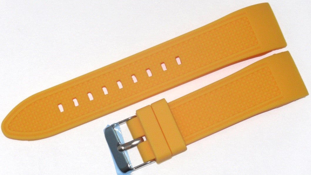 22MM Curve Yellow Silicone Watch Band Replacement fit Tag Heuer, Lot of 6 Bands