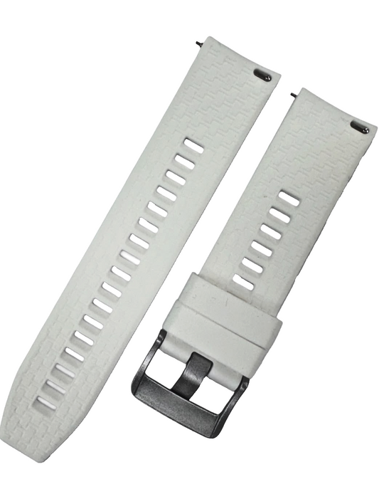 22 MM Rubber Silicone Sports Watch Band Quick Release Pin White Color