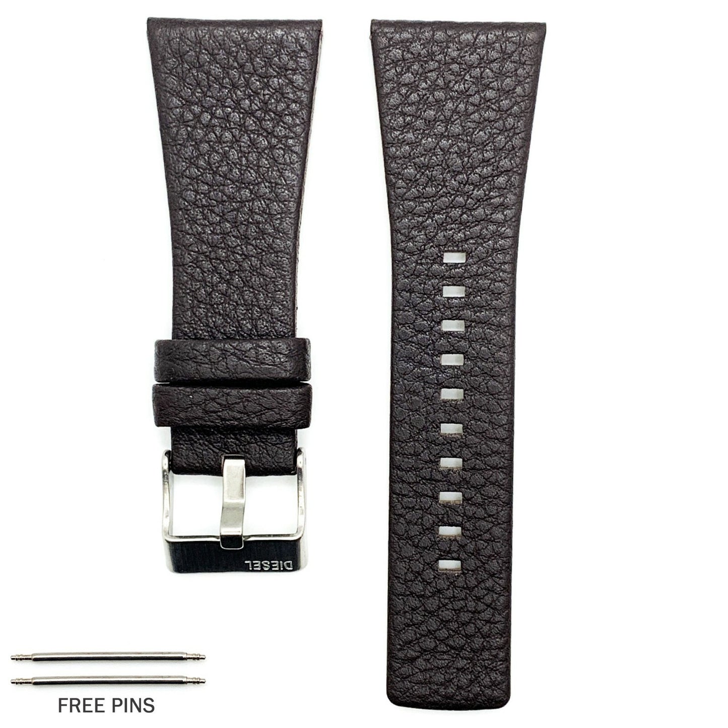 22 to 34 MM Genuine Leather Watch Band fits Diesel Watches Black and Brown Strap
