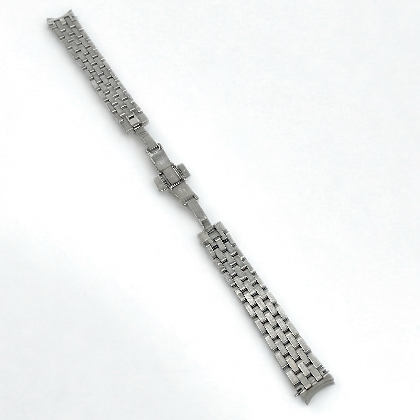 Silver Stainless Steel Watch Band - 15mm Bracelet w/ Curved End Links for Mido