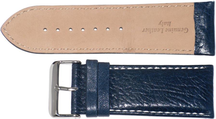 WATCH BAND D.BLUE GENUINE LEATHER 30MM PADDED,WHITE STITCHES SOFT( HIGH QUALITY)