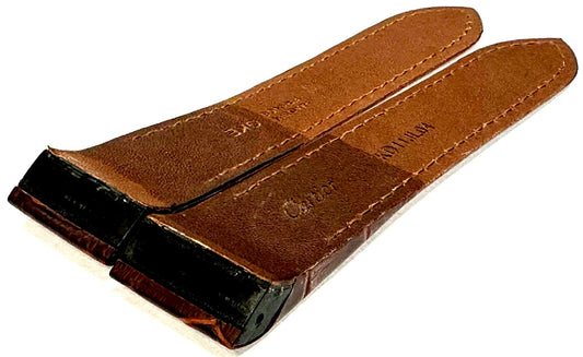 WATCH LEATHER BAND STRAP FOR CARTIER SANTOS 100XL 24.5MM DARK BROWN COLOR