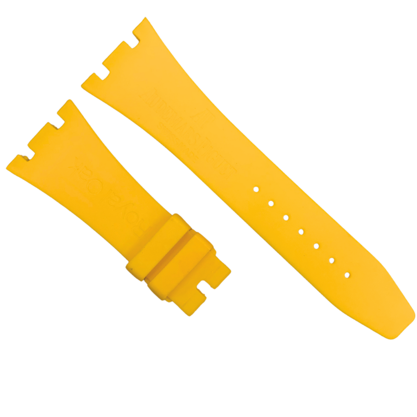 High-Quality Bright Yellow Rubber Watch Band – 27mm for AP Watches | No Buckle