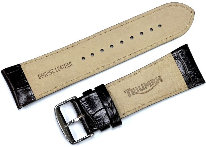 Watch Band "Triumph" Genuine Leather Dark Brown Alligator Grain Padded 28mm XXL
