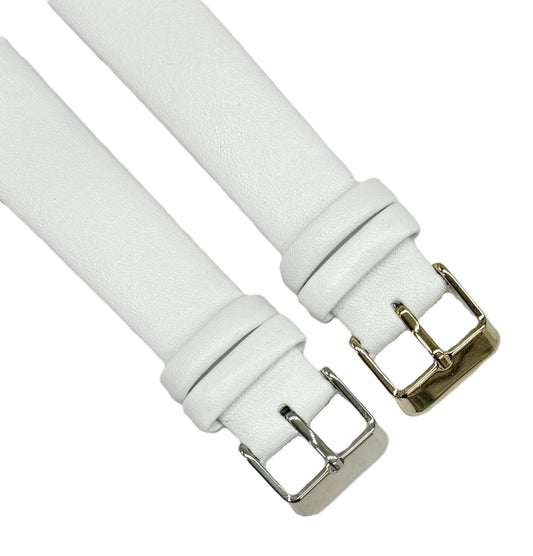 12-26mm Italian Genuine Leather Plain Classic White Watch Band with No Stitching