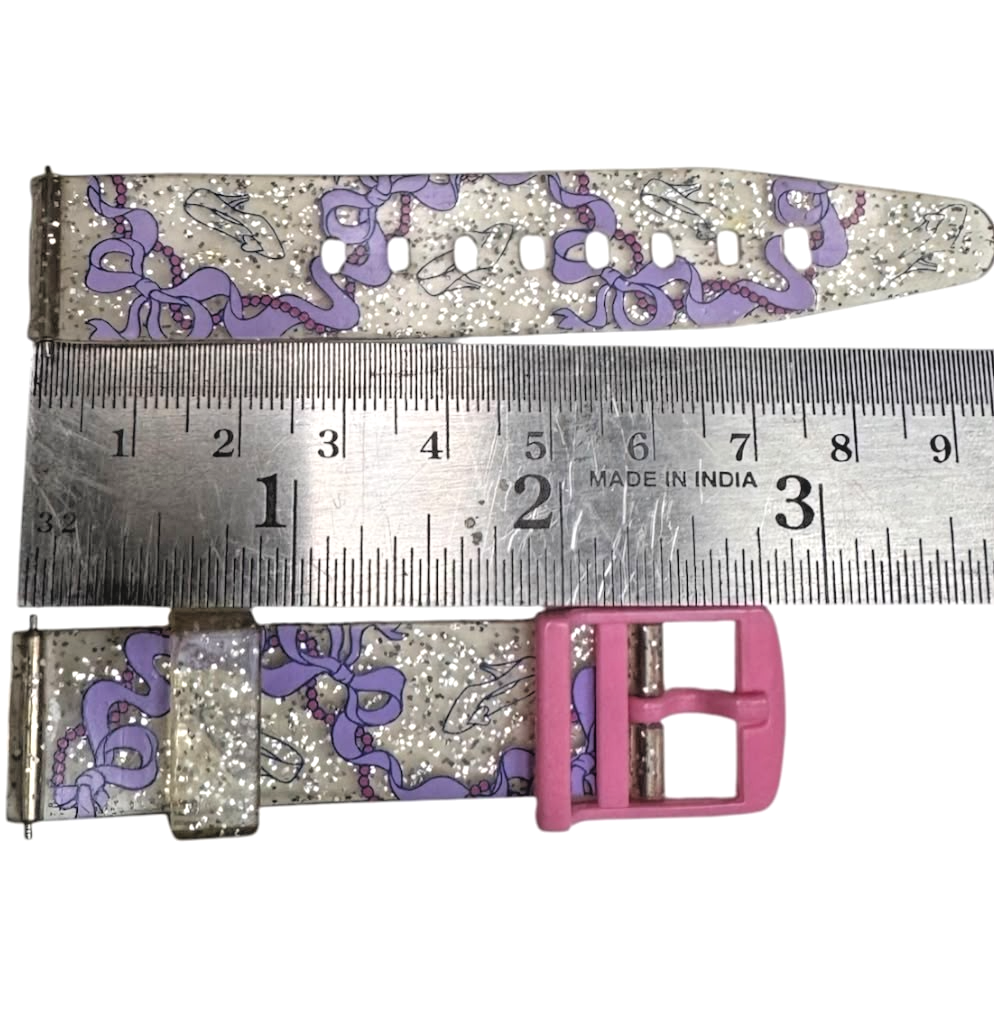 16MM PVC PLASTIC WATCH BAND GLITTERY RIBBON DESIGN SEMI TRANSPARENT BAND