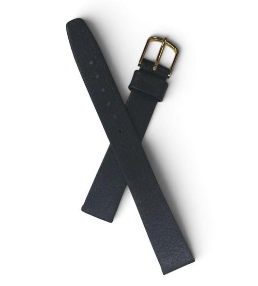 Genuine Leather Watch Strap Band Black - 14mm -MT14