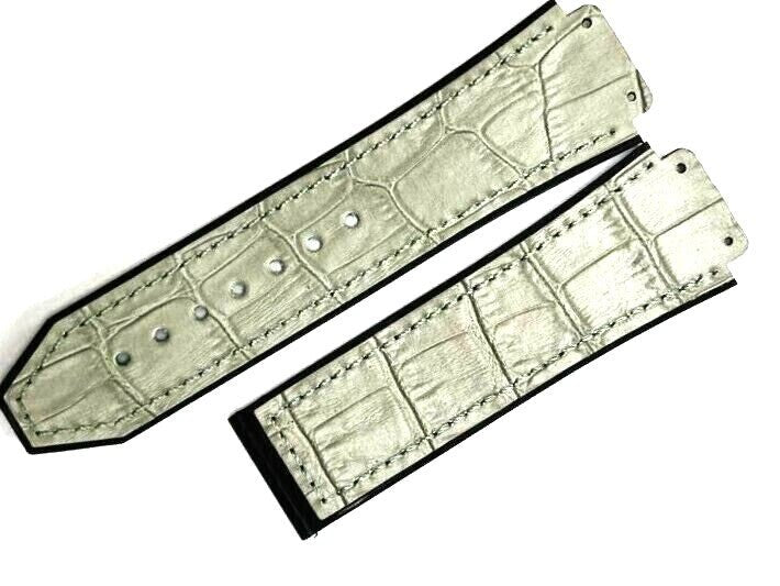 ALLIGATOR GRAIN LEATHER RUBBER WATCH BAND FOR HUBLOT WATCHES OF SIZE 19X22MM - Universal Jewelers & Watch Tools Inc.