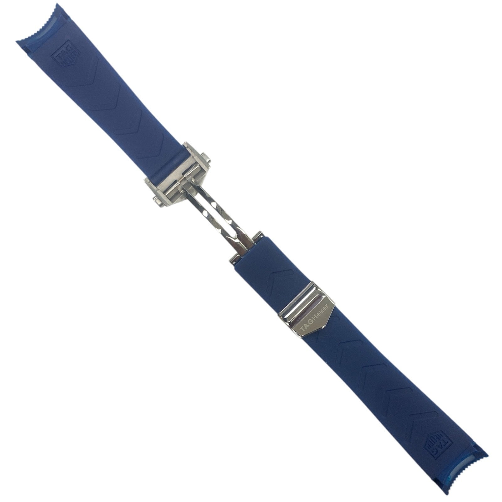 Black Rubber Watch Band Strap - 22mm Lug for TAG Heuer Aquaracer/Carrera Blue