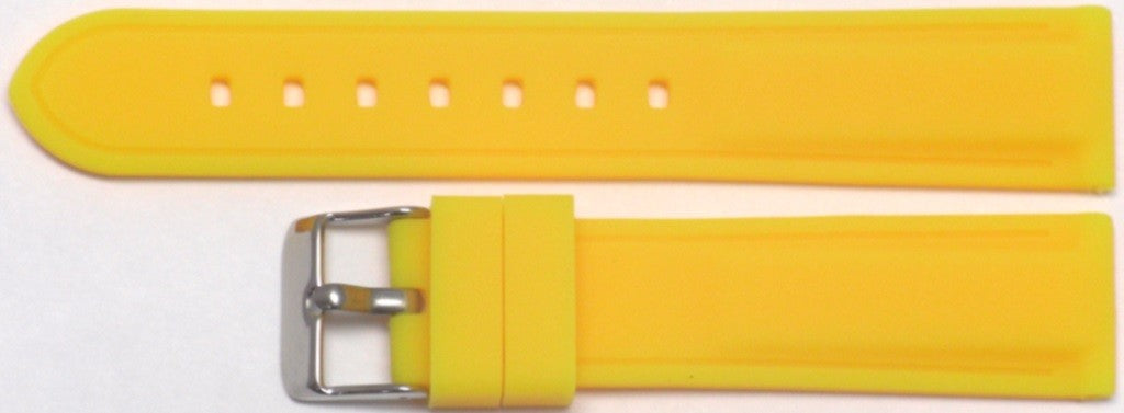 18MM Yellow color Silicone watch band silver buckle with free spring bars