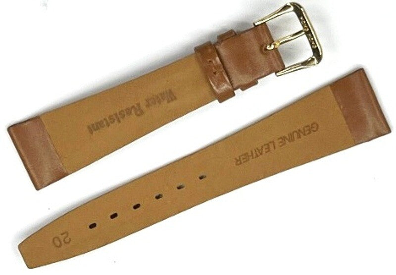 Watch Band Tan Genuine Leather Plain Flat 18/20mm ( Superior Quality)