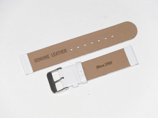 WATCH BAND GENUINE LEATHER WHITE 20MM PLAIN,UNStitched FLAT