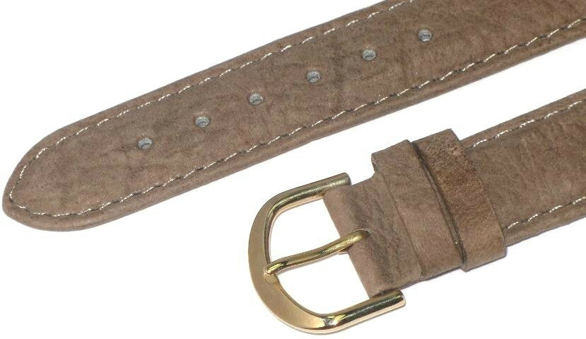 (Banda)Watch Band Plain Light .Brown Genuine Leather Padded Stitched 18mm