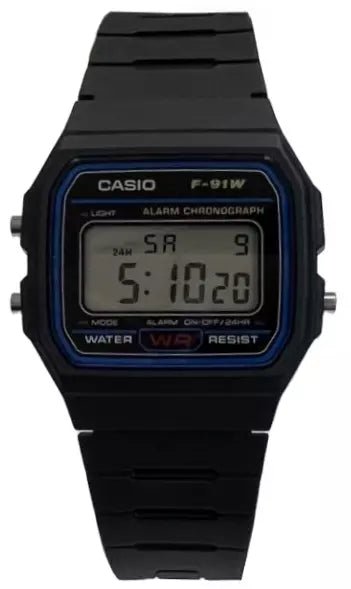 Casio Silicone Strap Black Alarm 593 F - 91W Day Date - Universal Jewelers & Watch Tools Inc.