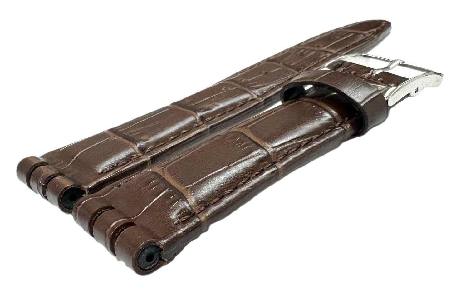 21mm Genuine Leather, BROWN Alligator Grain Watch Band for SWATCH Watches - Universal Jewelers & Watch Tools Inc.