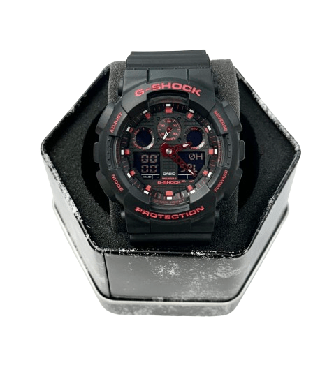 Men’s Casio G - SHOCK Model: GA100BNR - 1A Digital Resin Sport Wristwatch - Universal Jewelers & Watch Tools Inc.