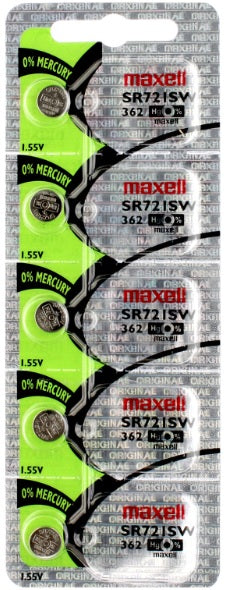 Maxell Watch Cell Batteries SR721SW/362Silver Oxide New Sealed (Pack of 5Pcs.)