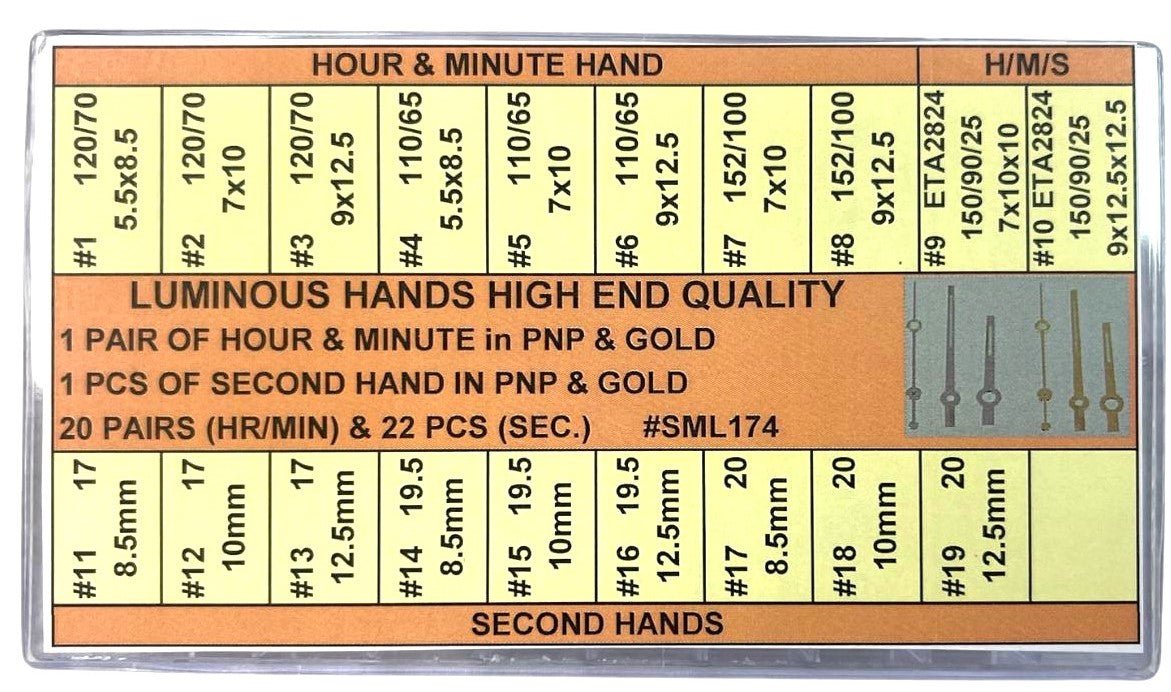 Premium Quality Luminous Watch Hand, Essential Watchmaker Tool - Universal Jewelers & Watch Tools Inc.