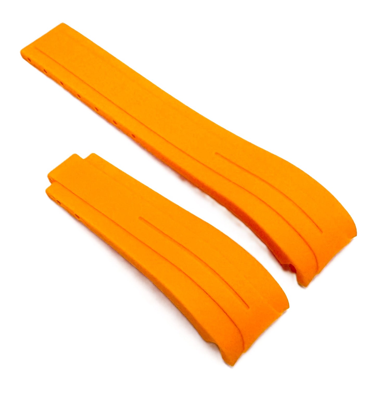 20mm Curved - End Vulcanized Rubber Watch Band for ROLEX Watches, Orange Color - Universal Jewelers & Watch Tools Inc.