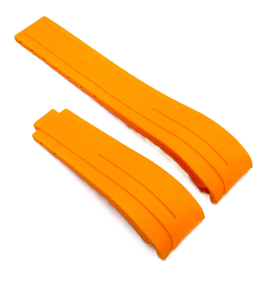 20mm Curved - End Vulcanized Rubber Watch Band for ROLEX Watches, Orange Color - Universal Jewelers & Watch Tools Inc.