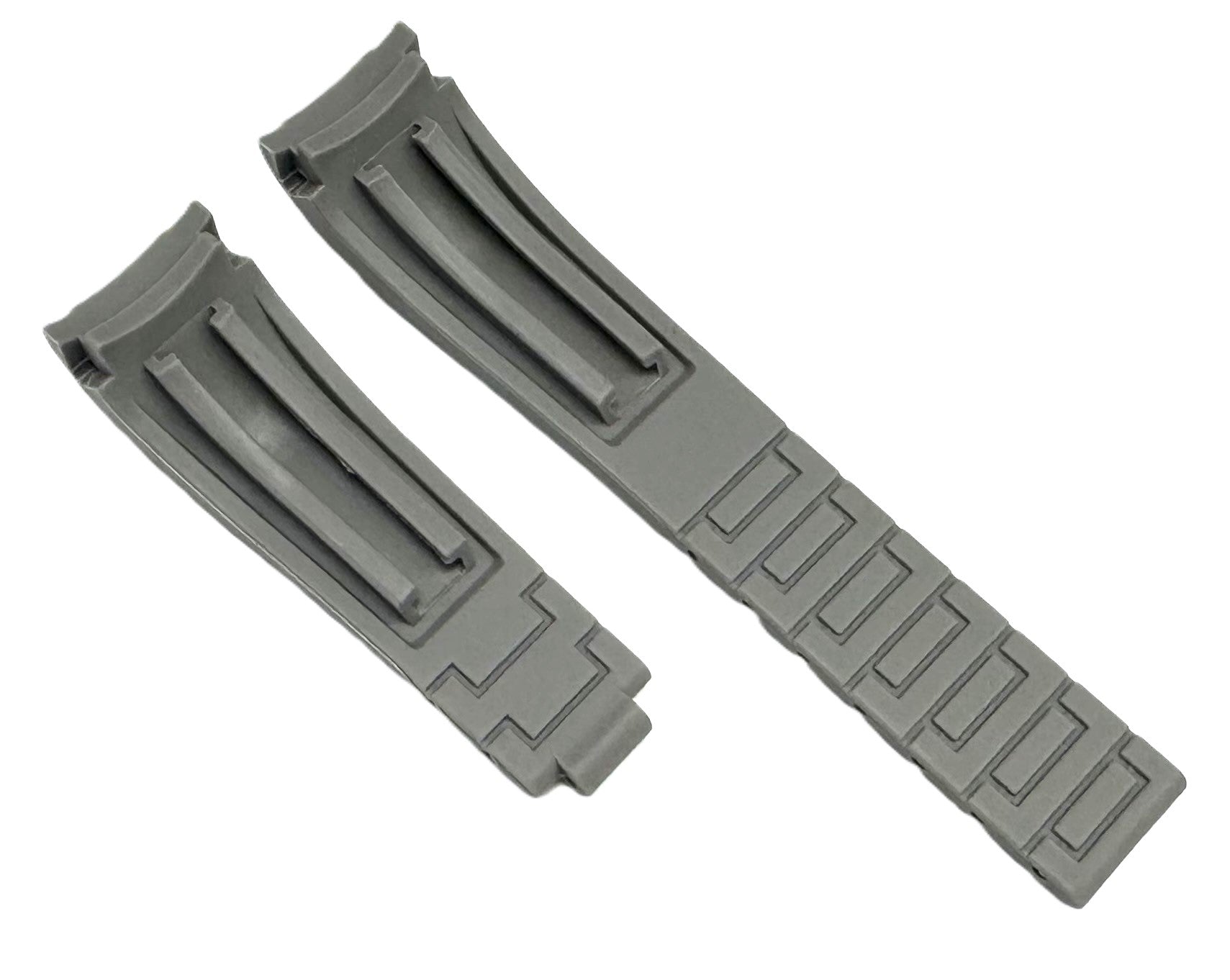 20mm Curved - End Vulcanized Rubber Watch Band for ROLEX Watches, Gray Color - Universal Jewelers & Watch Tools Inc.