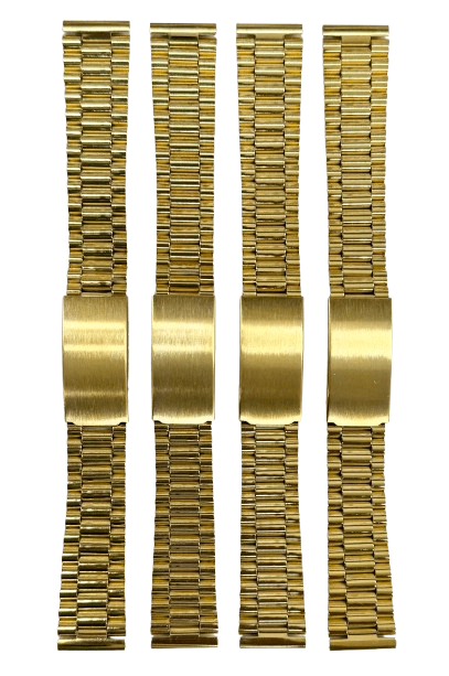 18MM Classic President Style Gold Color Stainless Steel Watch Bands with Regular Clasp - Universal Jewelers & Watch Tools Inc.