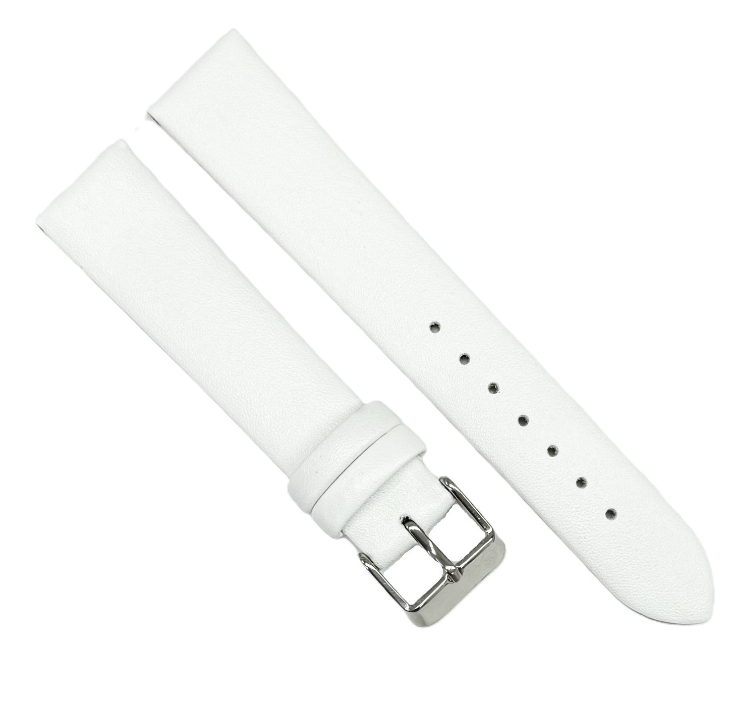 12 to 26mm Italian Genuine Leather Plain Classic White Watch Band with No Stitching - Universal Jewelers & Watch Tools Inc.