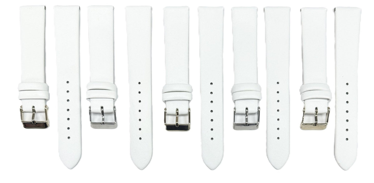 12 to 26mm Italian Genuine Leather Plain Classic White Watch Band with No Stitching - Universal Jewelers & Watch Tools Inc.