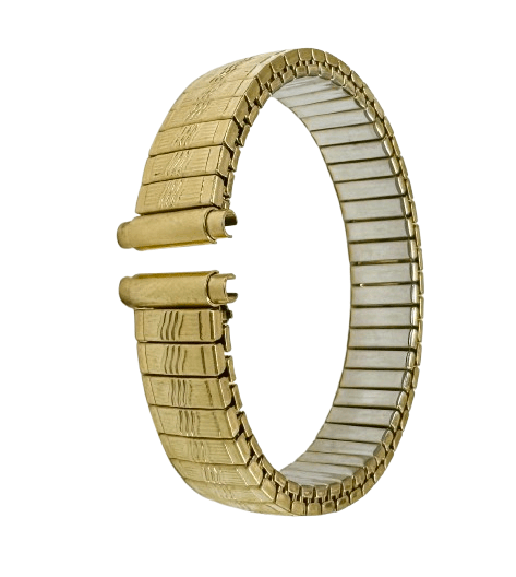 9 - 12MM Vintage Classic Style Textured Gold Color Stretch Band for Ladies Watches - Universal Jewelers & Watch Tools Inc.