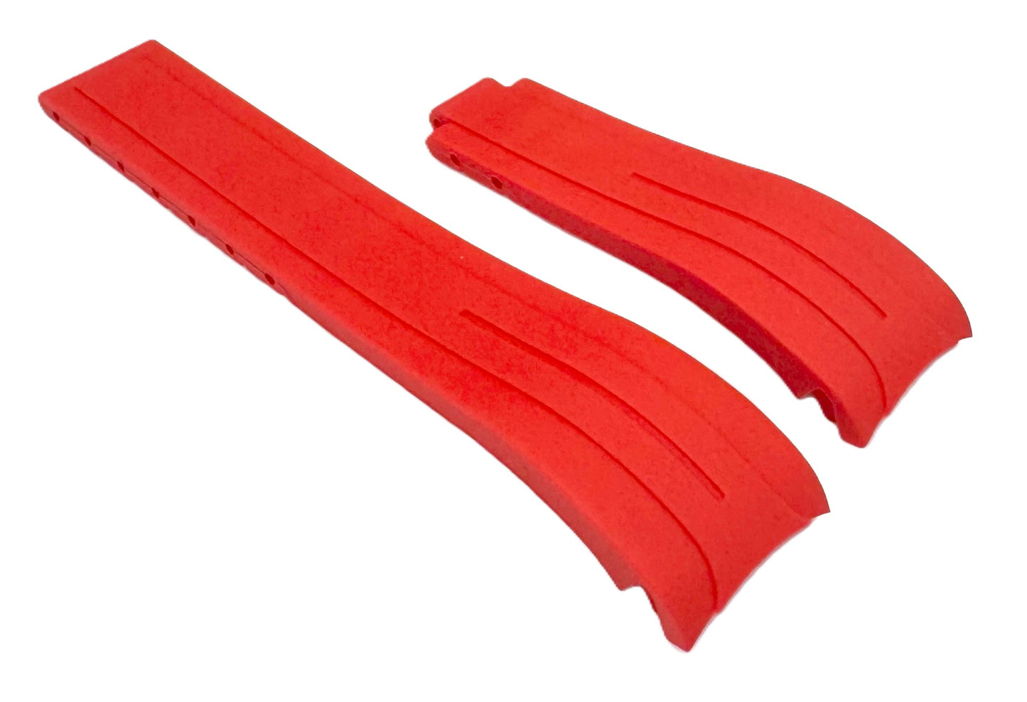 20mm Curved - End Vulcanized Rubber Watch Band for ROLEX Watches, Red Color - Universal Jewelers & Watch Tools Inc.