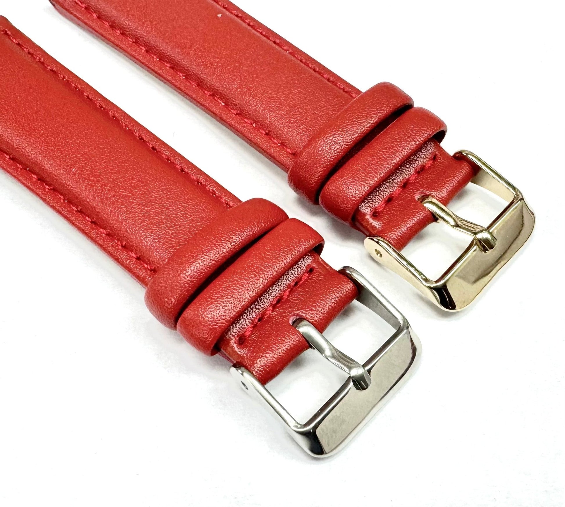 Genuine Leather Red Color Watch Band 12 MM to 30 MM Red & White Stitched - Universal Jewelers & Watch Tools Inc.