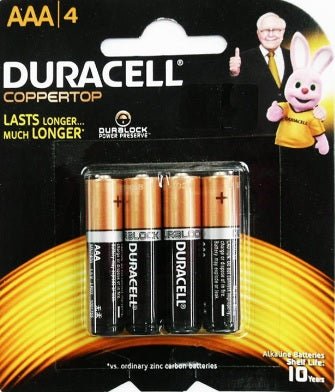 Duracell - AAA, 1 Pack 4 Batteries, Available for bulk order - Universal Jewelers & Watch Tools Inc.