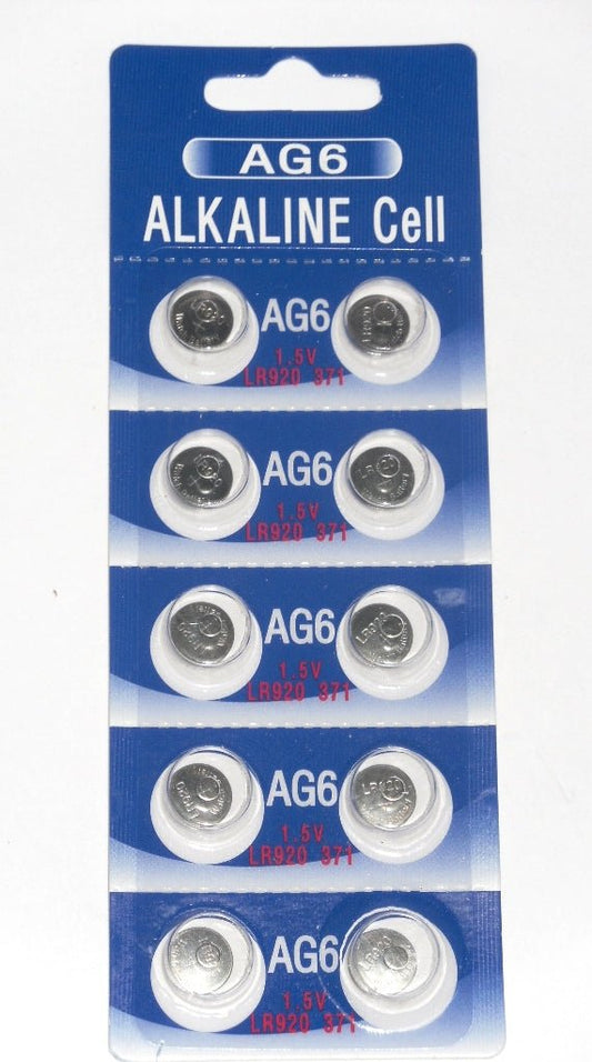 Alkaline Cell - AG6, LR920 1 Pack 10 Batteries, Available for bulk order - Universal Jewelers & Watch Tools Inc.