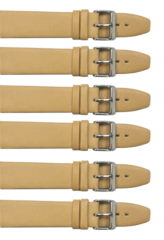 6PCS Light BROWN Leather Flat Plain Unstitched Watch Band Sizes 18MM - 24MM - Universal Jewelers & Watch Tools Inc.