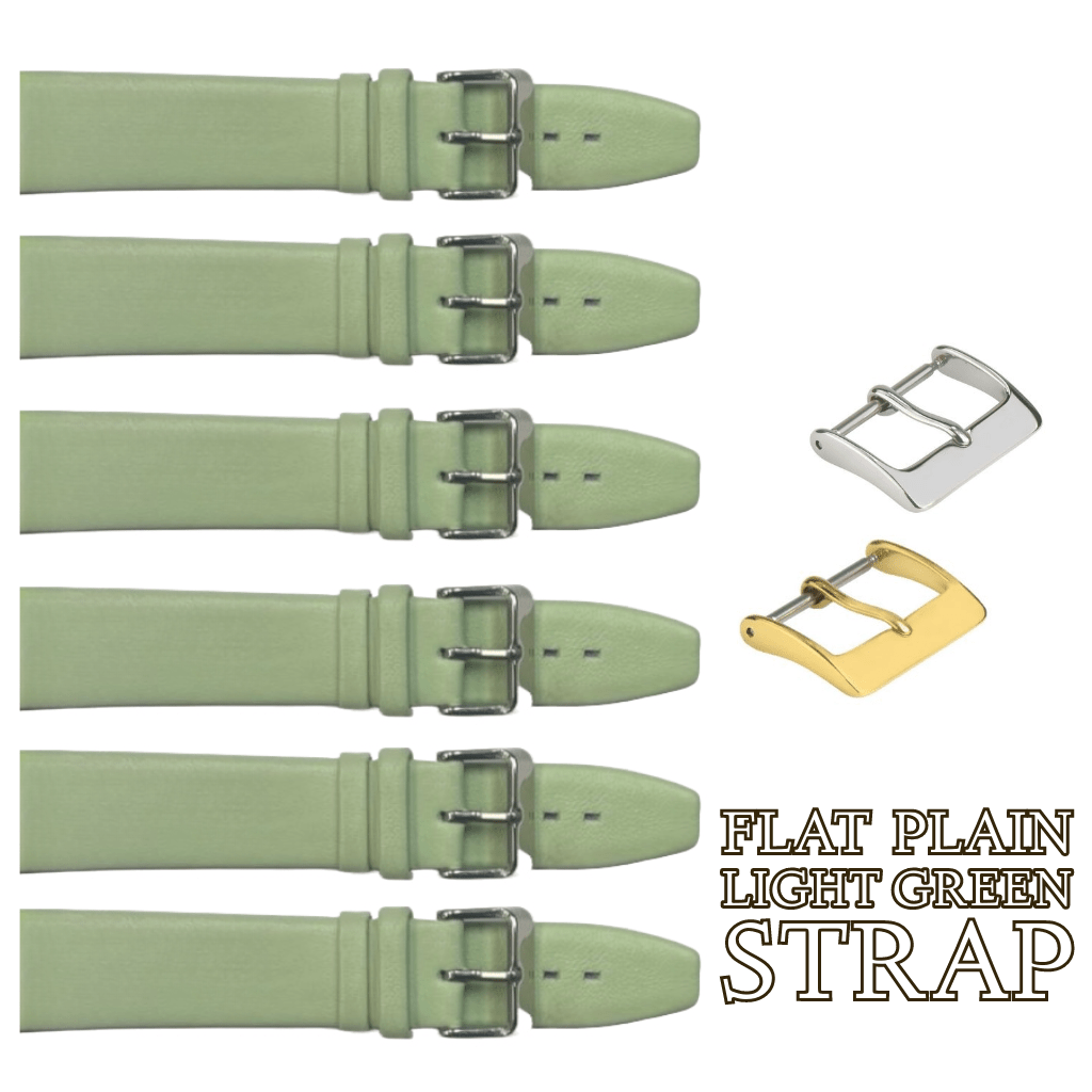 6PCS Light Green Leather Flat Plain Unstitched Watch Band Sizes 18MM - 20MM - Universal Jewelers & Watch Tools Inc.