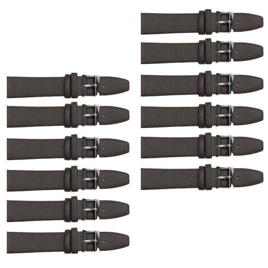 12PCS Dark Brown Leather Flat Plain Unstitched Watch Band Sizes 8MM - 26MM - Universal Jewelers & Watch Tools Inc.