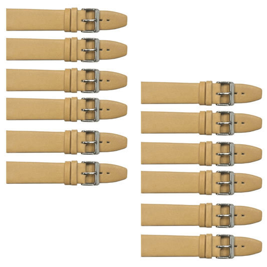 12PCS Light BROWN Leather Flat Plain Unstitched Watch Band Sizes 18MM - 24MM - Universal Jewelers & Watch Tools Inc.