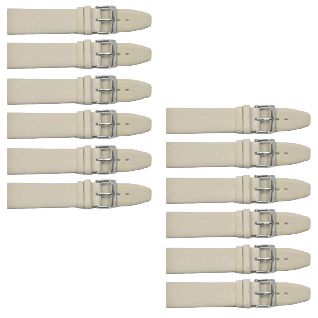 12PCS BEIGE Leather Flat Plain Unstitched Watch Band Sizes 18MM - 22MM - Universal Jewelers & Watch Tools Inc.