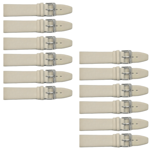 12PCS BEIGE Leather Flat Plain Unstitched Watch Band Sizes 18MM - 22MM - Universal Jewelers & Watch Tools Inc.