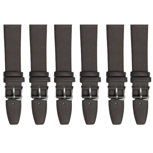 6PCS Dark Brown Leather Flat Plain Unstitched Watch Band Sizes 8MM - 26MM - Universal Jewelers & Watch Tools Inc.