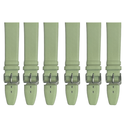 6PCS Light Green Leather Flat Plain Unstitched Watch Band Sizes 18MM - 20MM - Universal Jewelers & Watch Tools Inc.