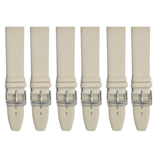 6PCS BEIGE Leather Flat Plain Unstitched Watch Band Sizes 18MM - 22MM - Universal Jewelers & Watch Tools Inc.